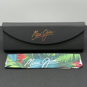 Maui Jim Small Black Tri-Fold Sunglasses Eyeglass Case Magnetic Cleaning Cloth